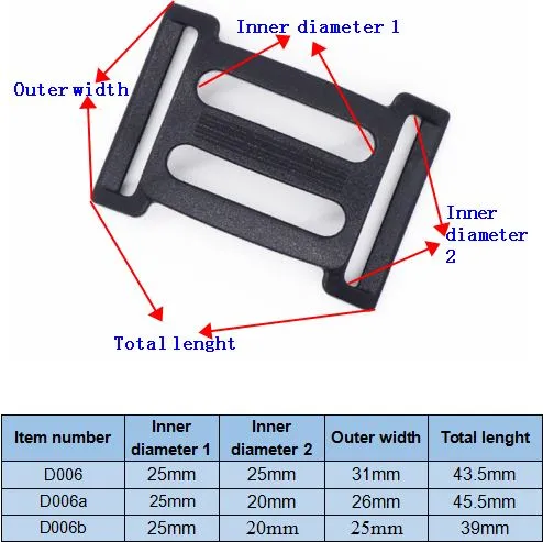 the size of 3-way plastic slide buckle